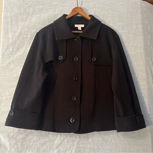 Charter Club Jacket 3/4 Cuffed Sleeve Button Up Black Women’s Sz PM